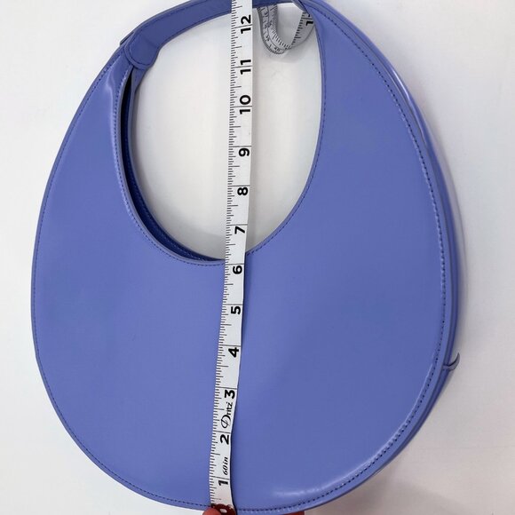 Staud Moon Bag Blue Hydrangea Leather Crescent Shoulder Bag Small - Picture 8 of 9